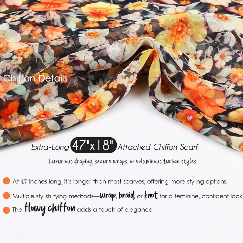 Awefeel Chemo Hats for Women – Extra Long 47" Chiffon Scarf – Soft Cancer Headwear for Hair Loss – Stylish Chemo Caps - Image 4